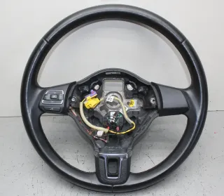 Leder Lenkrad 6R0419091F W74, 5K0959542A, VW Polo V 6R Bj.11 - Bild 1