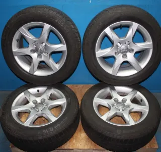 4x Alufelge 4F0601025CM 7,0Jx16H2 ET35 LK 5x112 Reifen 205/60 R16 92H Audi A6 4F - Bild 1