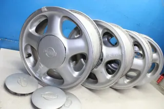 Nissan Primera P10 4x Alufelge 3F000MB15 Felge 14 x 6J ET45 LK 4x114 Nabenkappe - Bild 1