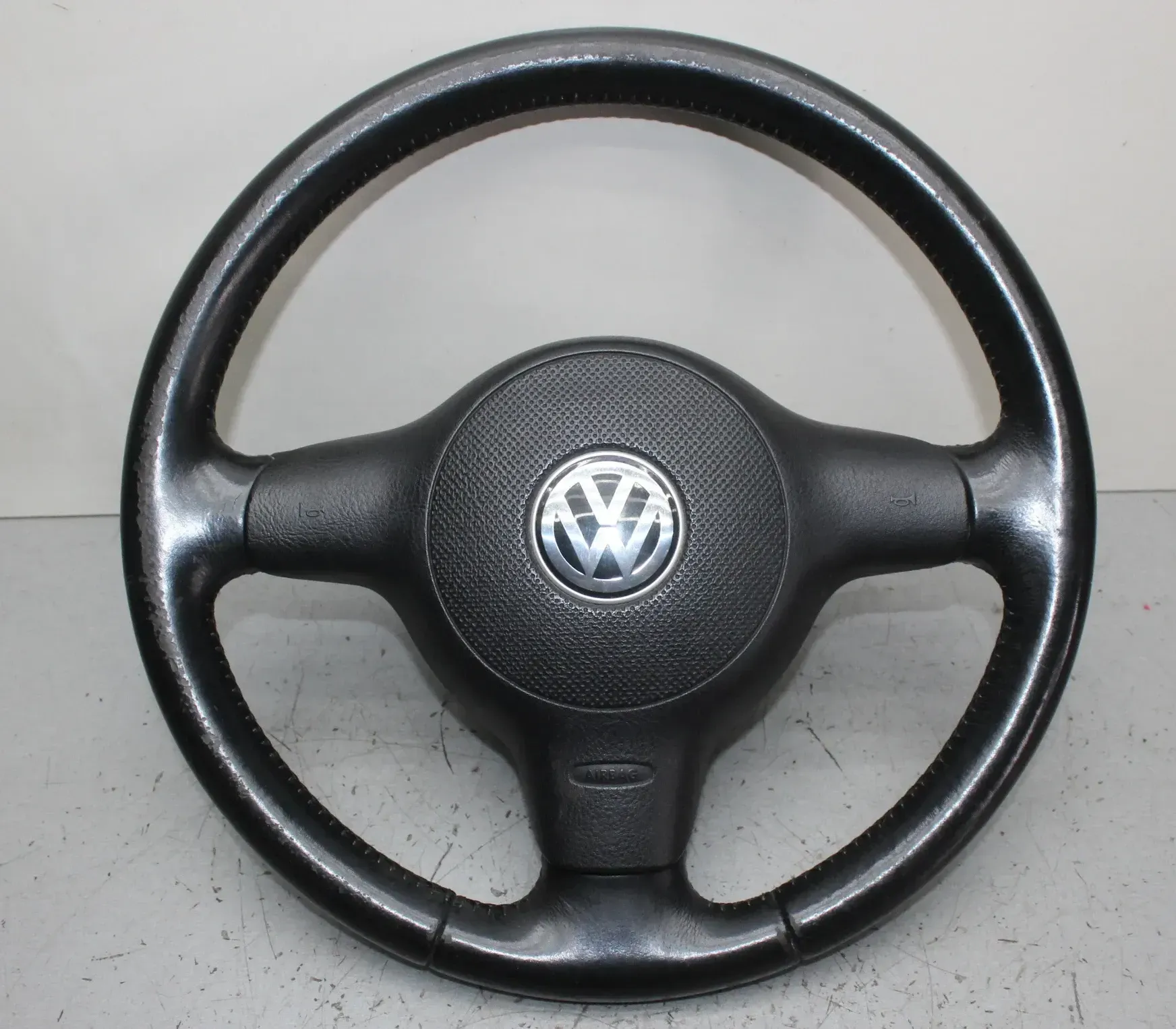 Leder Lenkrad mit Modul Schleifring  6X0880201C, 1H0959655E VW Polo 6N Bj.01 - Bild 1