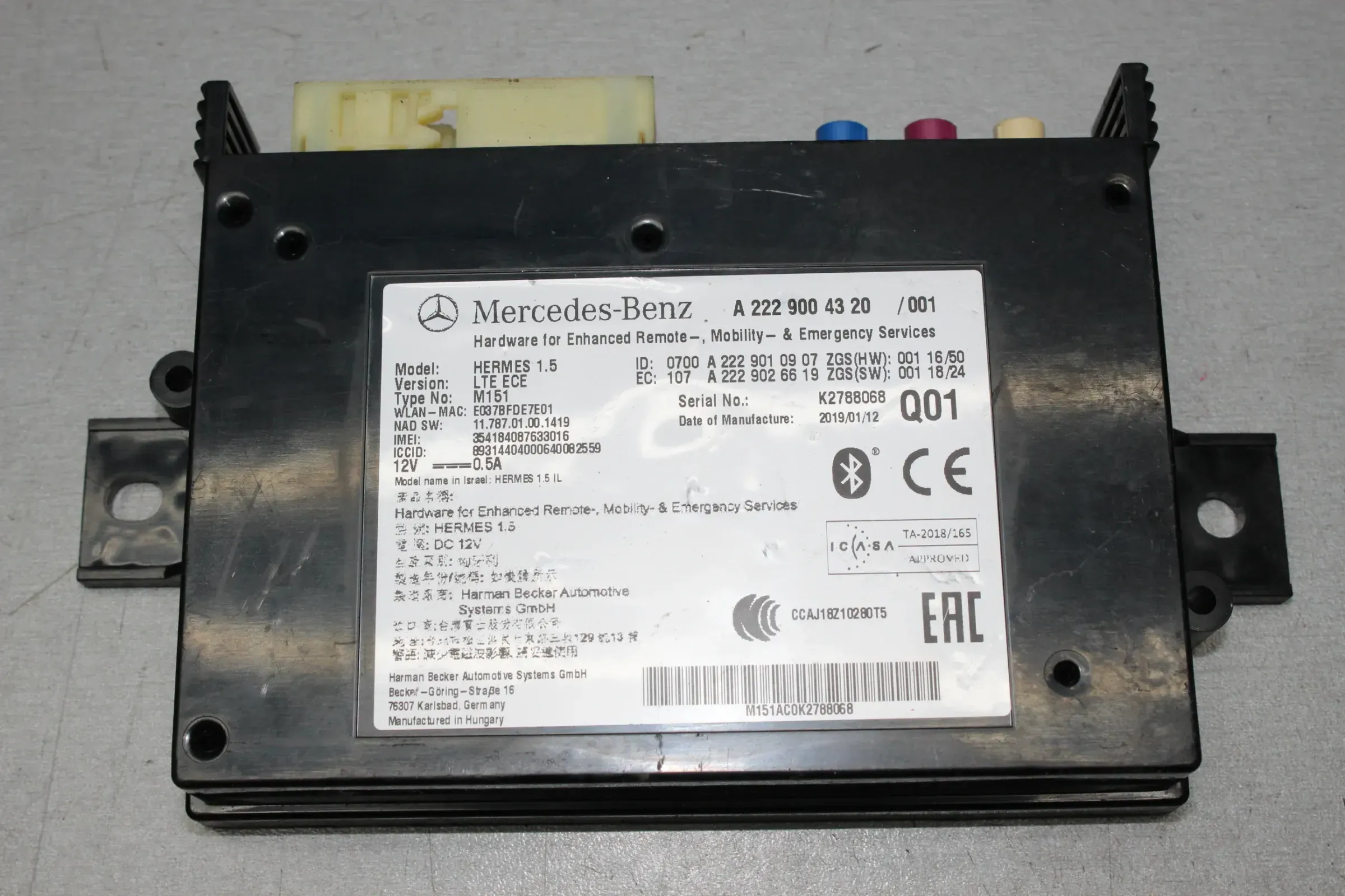 Mercedes Benz W205 W213 Steuergerät Bluetooth Modul A2229004320, A2229010907 - Bild 1