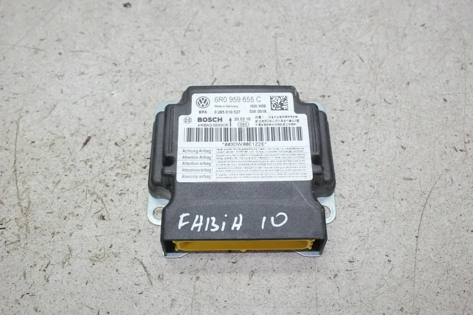Skoda Fabia 2 II 5J Bj.10 Airbagsteuergerät Airbag Sensor 6R0959655 C 0285010527 - Bild 1