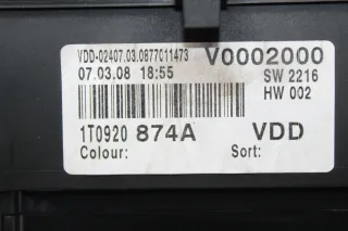 Tacho Kombiinstrument 1T0920874A VW Touran 1T1 1T2 2.0 TDI Bj.08 - Bild 4