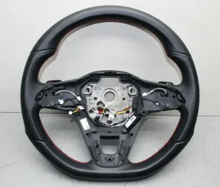 VW Golf 8 VIII Leder Lenkrad Faden Rot Schaltwippen 5H0959542J ohne Anbauteile - Bild 1
