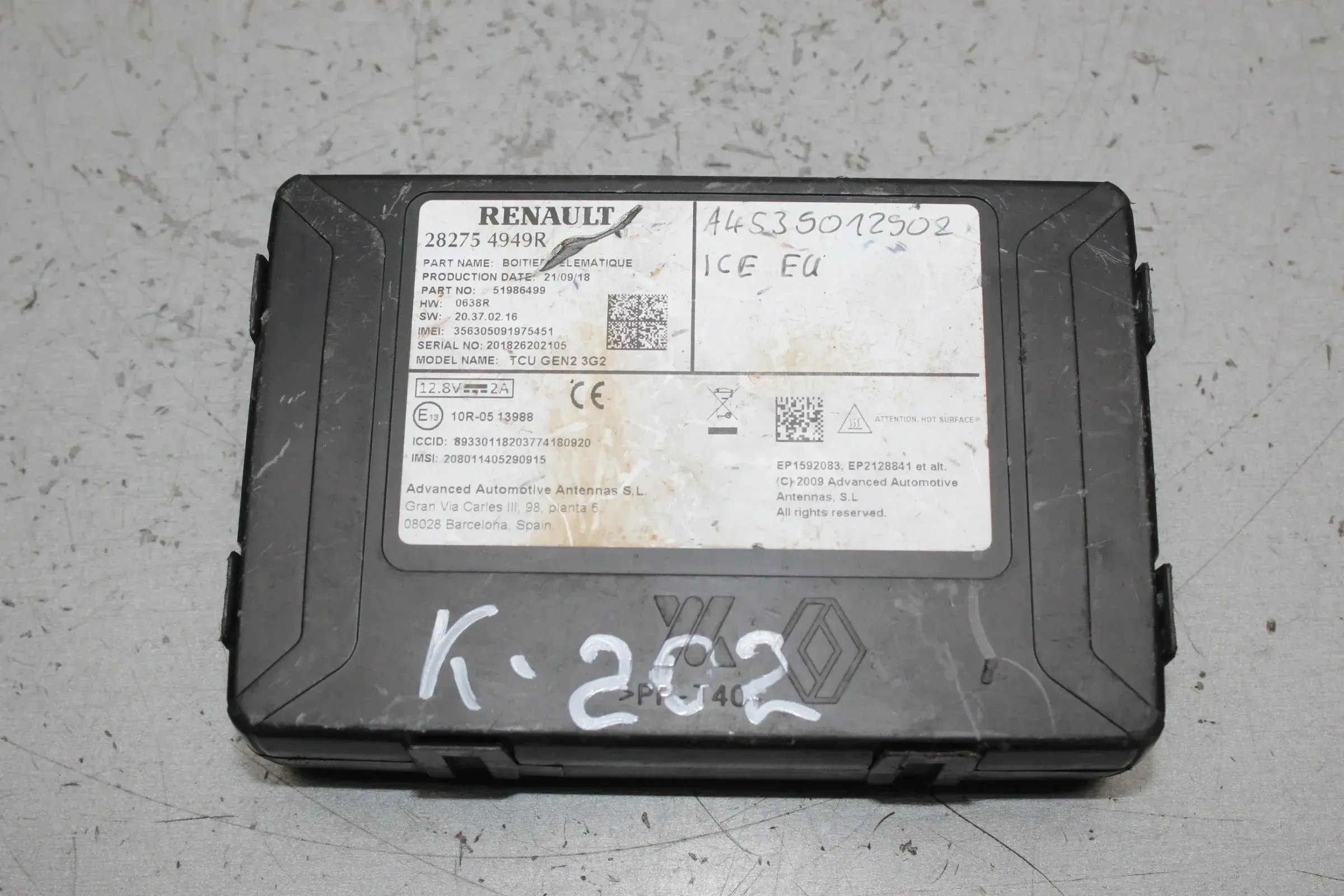 Renault Steuergerät Telematik Modul TCU GEN2 3G2 282754949R - Bild 1