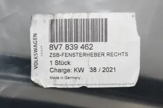 Fensterheber Gestänge hinten rechts ohne Motor 8V7839398B Audi A3 Cabio 8V - Bild 7
