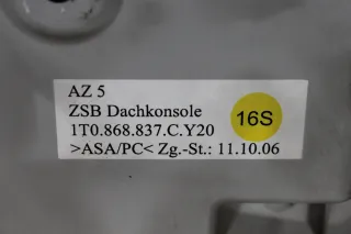 Dachkonsole Brillenfach Beleuchtung vorne oben 1T0868837C VW Touran 1T1 1T2 Bj08 - Bild 7