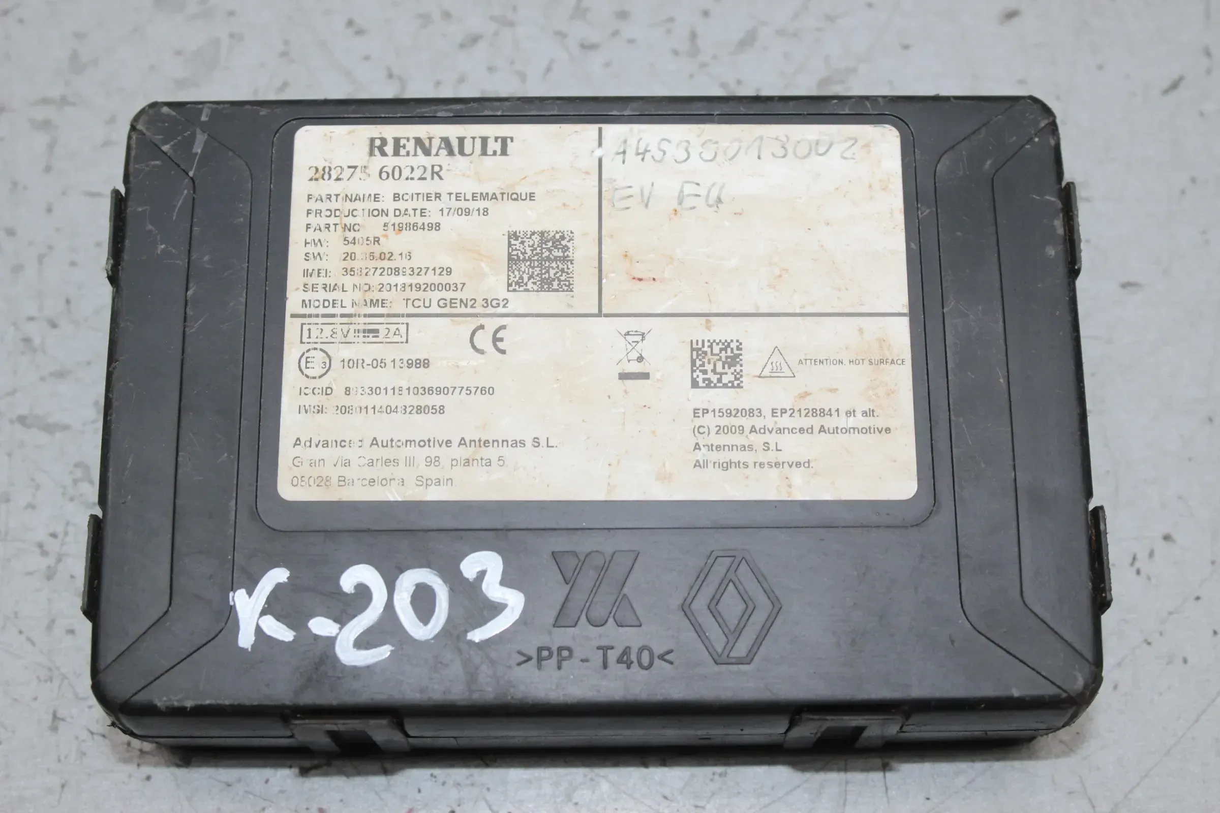Renault Steuergerät Telematik Modul TCU GEN2 3G2 282756022R - Bild 1